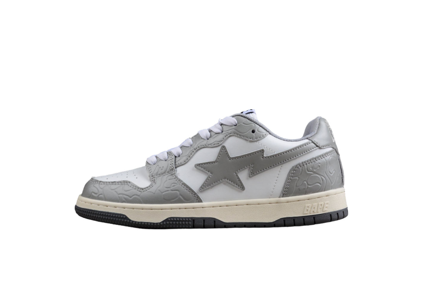 BAPE STA Low-Top Sneakers in White and Gray - Phantom Kicks
