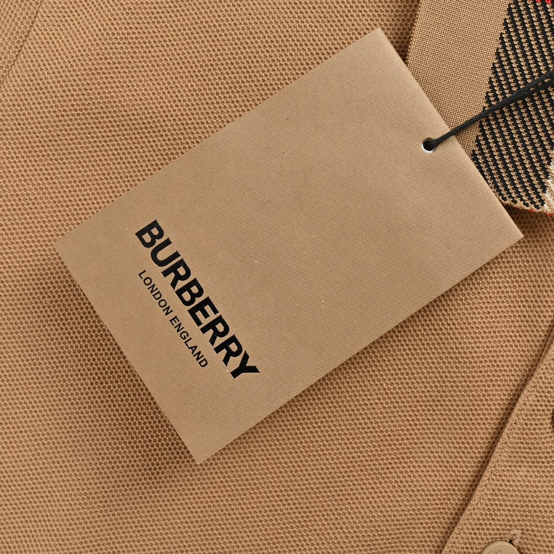 Burberry Polo Shirt with Check Collar (Tan) - Phantom Kicks