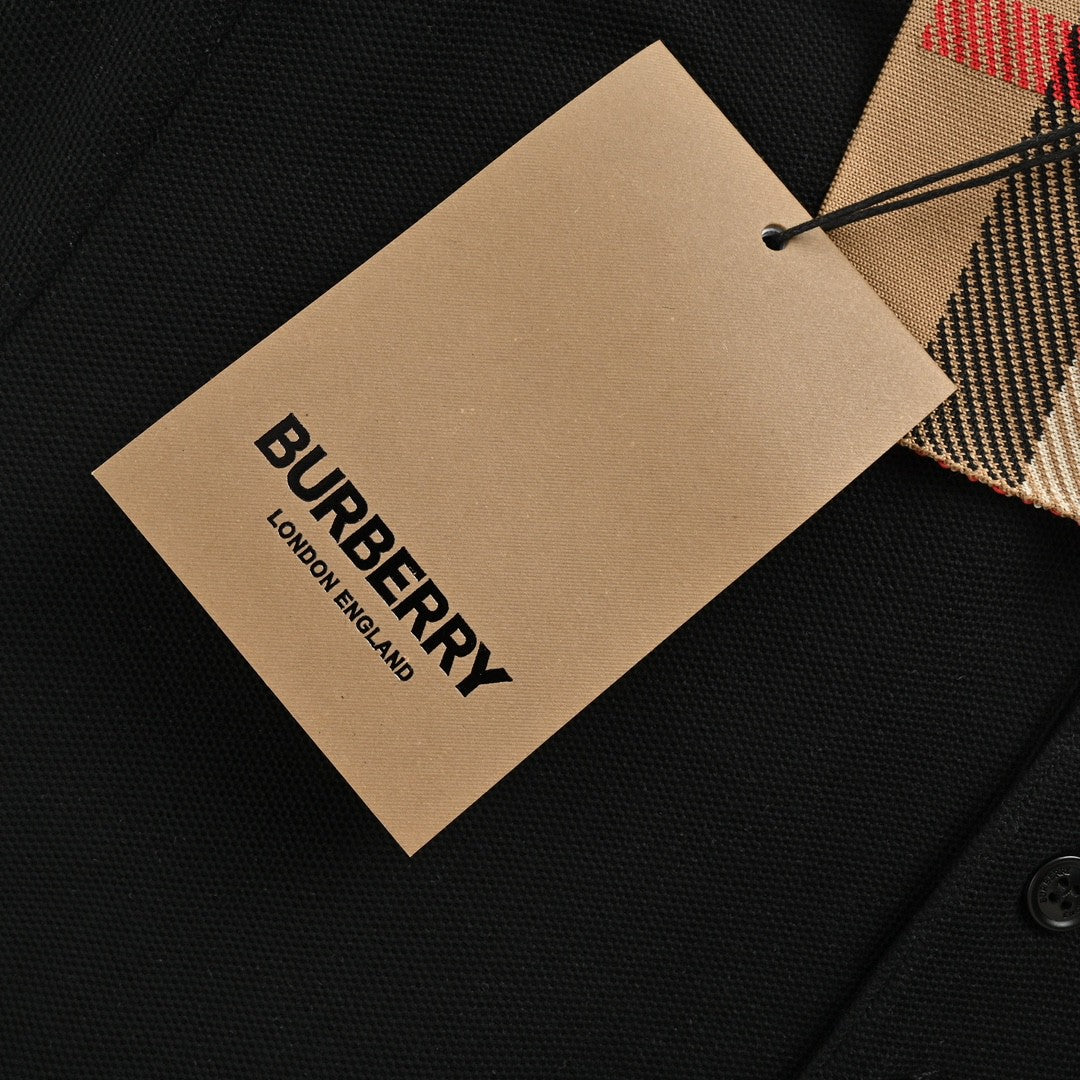 BURBERRY CHECK COLLAR POLO SHIRT BLACK - Phantom Kicks