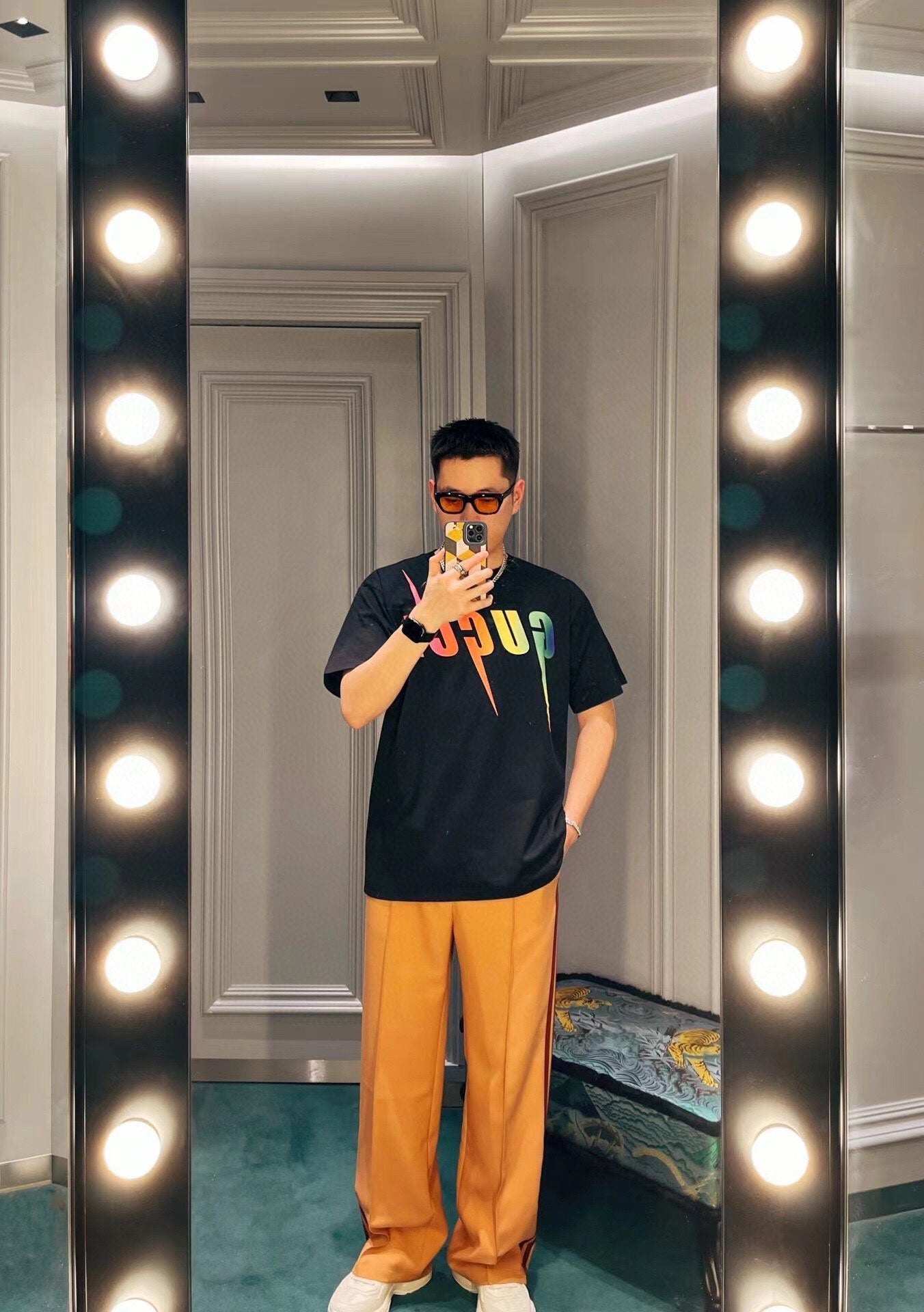 Gucci Rainbow Lightning T-Shirt (Black) - Phantom Kicks