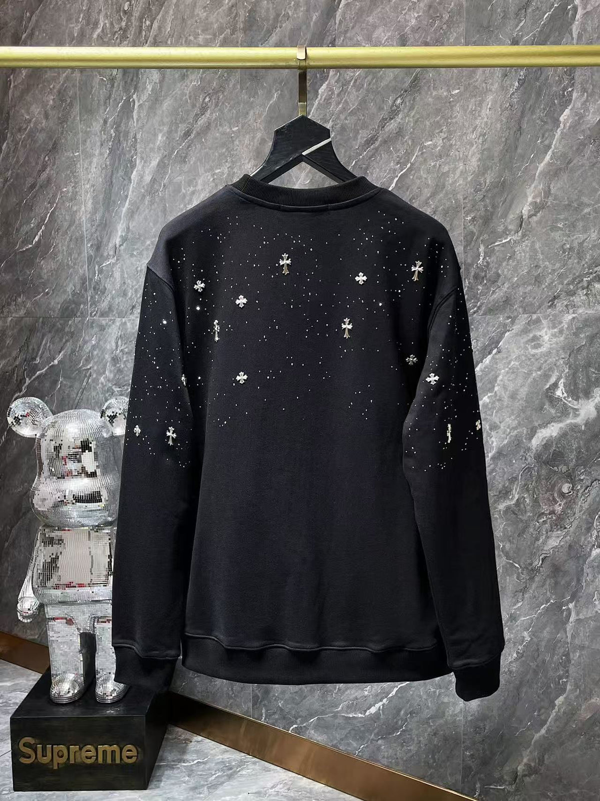 CHROME HEARTS STARRY RHINESTONE SWEATSHIRT WASHED BLACK