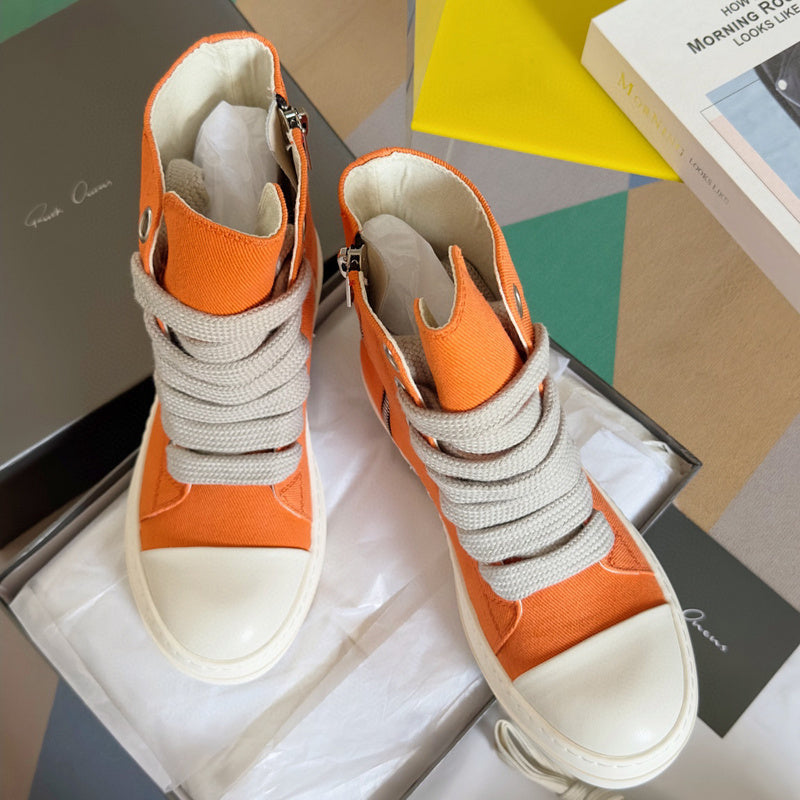 Rick Owens Orange High-Top Sneakers - Phantom Kicks