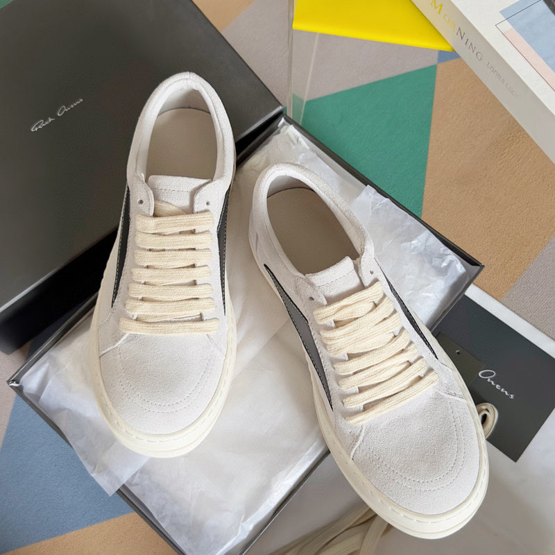 Rick Owens White Suede Low-Top Sneakers - Phantom Kicks
