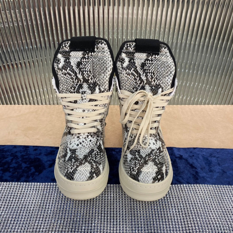 Rick Owens Geobasket Sneakers - Snakeskin Print - Phantom Kicks