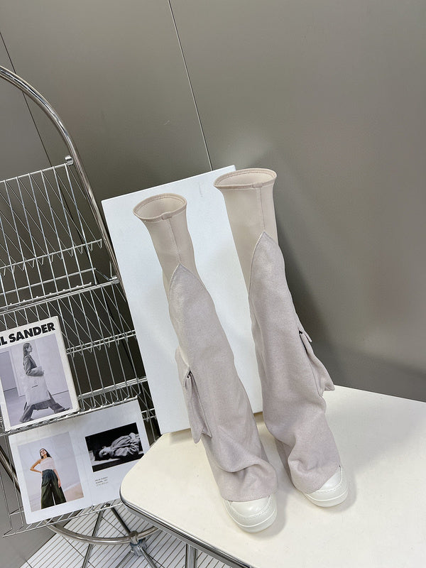 Rick Owens White Over-the-Knee Boots - Phantom Kicks