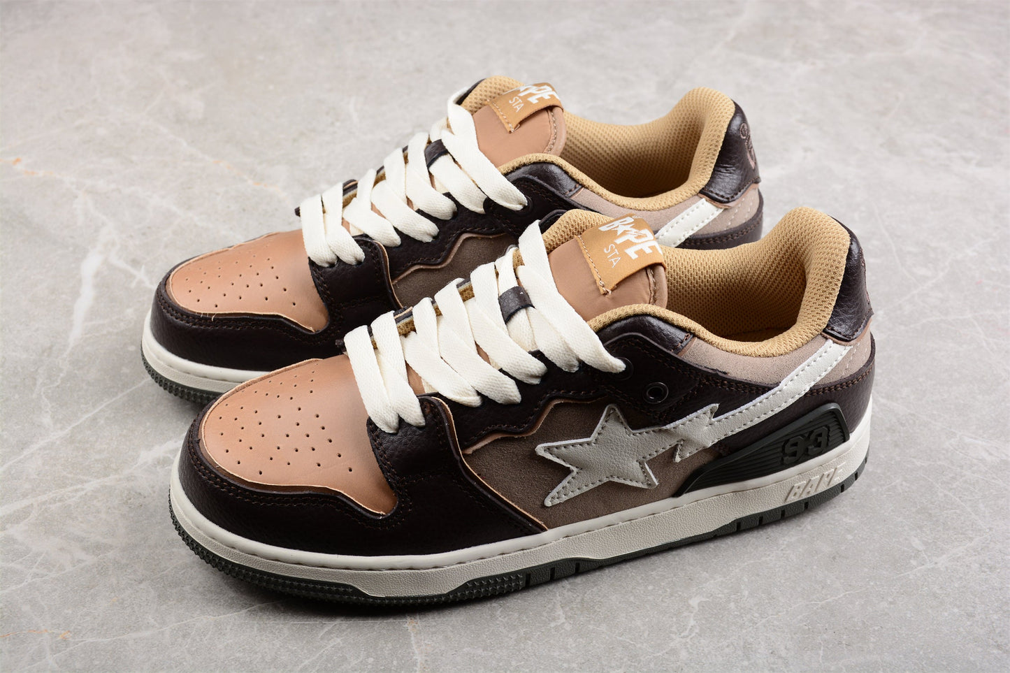 BAPE STA Low-Top Sneakers in Brown and Beige - Phantom Kicks