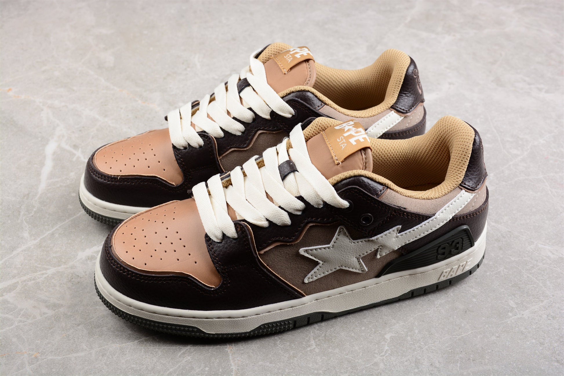 BAPE STA Low-Top Sneakers in Brown and Beige - Phantom Kicks