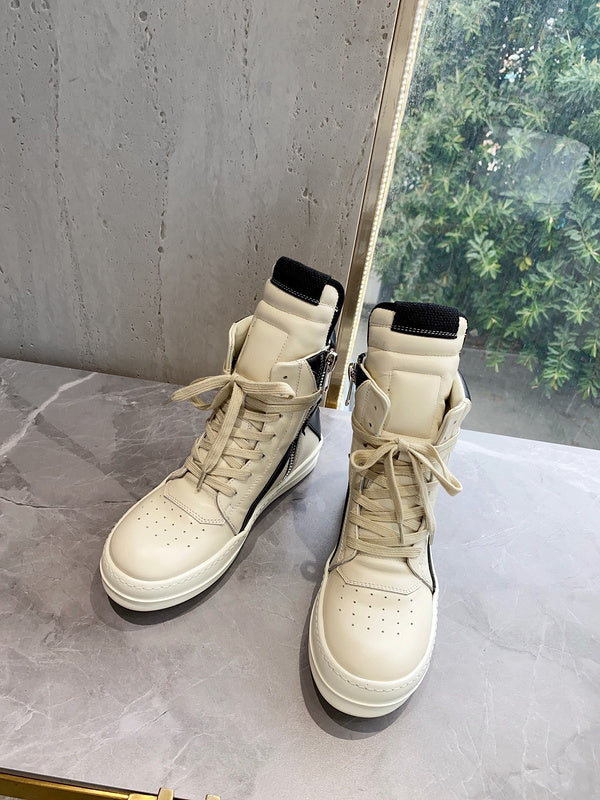 Rick Owens Geobasket Sneakers - Cream and Black - Phantom Kicks