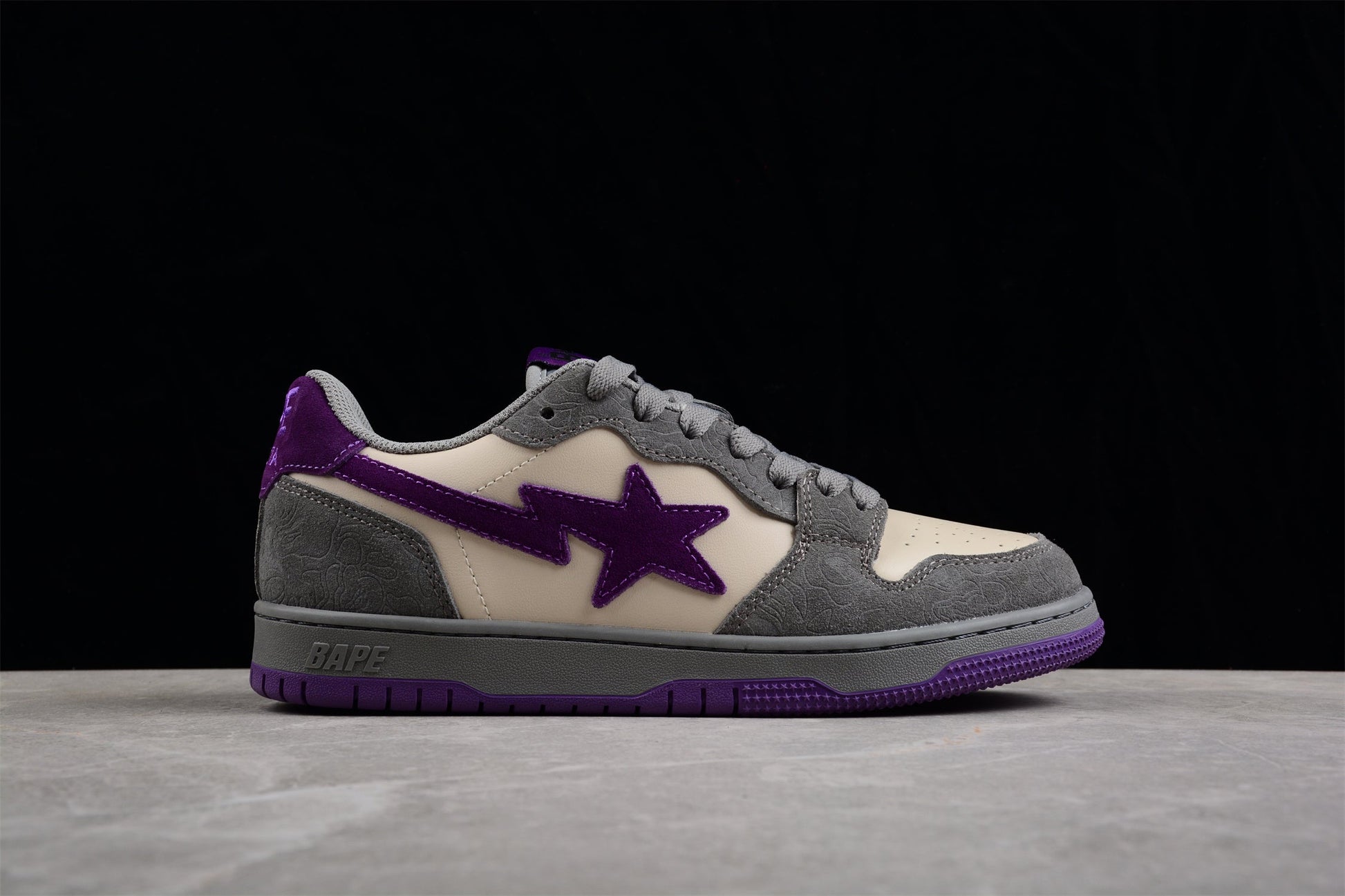 BAPE STA Low-Top Sneakers in Grey and Purple - Phantom Kicks