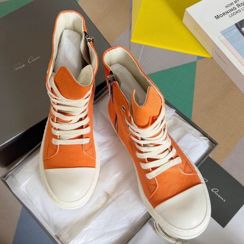 Rick Owens Orange High-Top Sneakers - Phantom Kicks