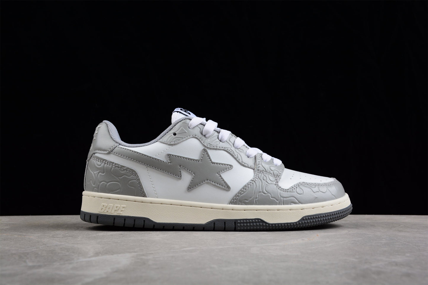 BAPE STA Low-Top Sneakers in White and Gray - Phantom Kicks