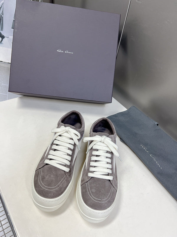 Rick Owens Low-Top Sneakers - Grey Suede - Phantom Kicks