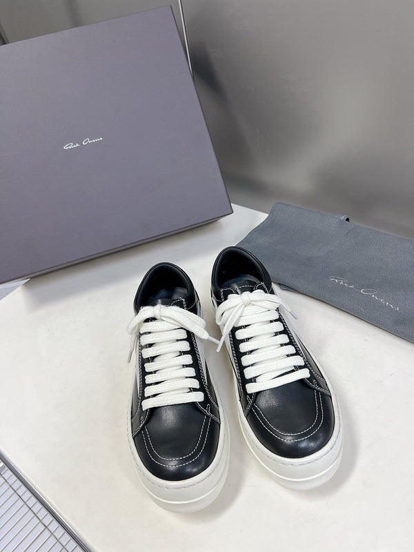 Rick Owens Low-Top Sneakers - Black Leather - Phantom Kicks