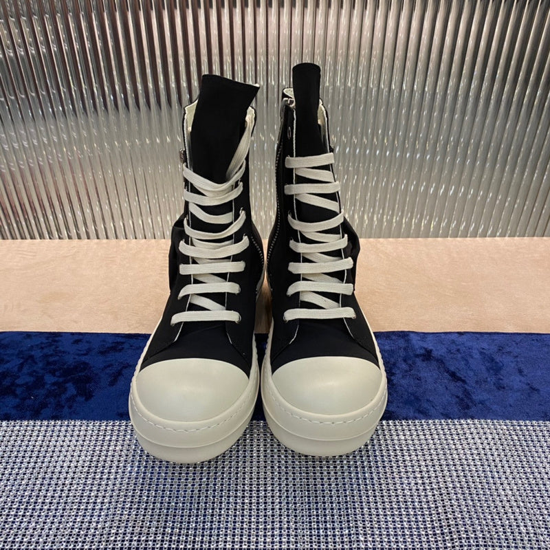 Rick Owens High-Top Nylon Boots - Black and White - Phantom Kicks