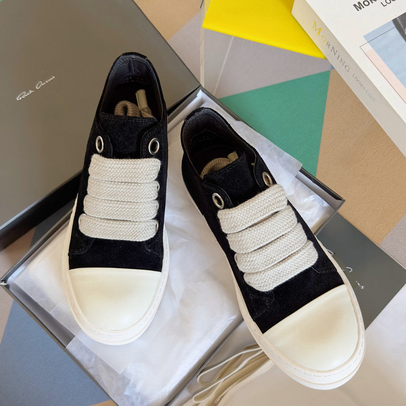 Rick Owens Black Suede Low-Top Sneakers - Phantom Kicks
