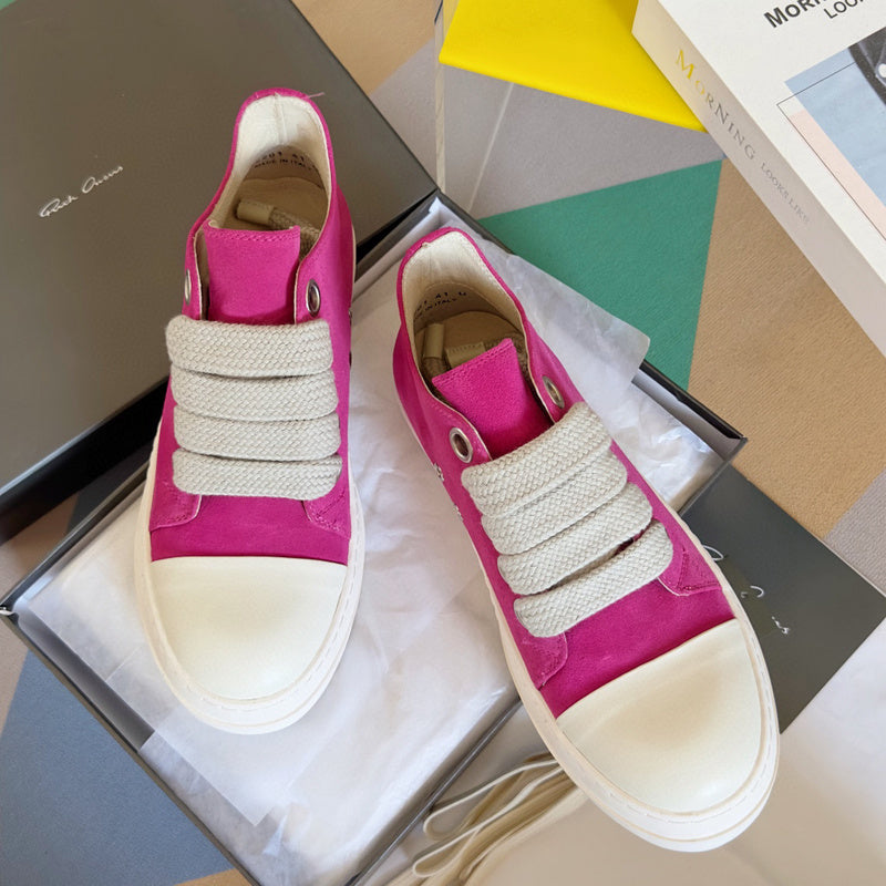 Rick Owens Pink Suede Low-Top Sneakers - Phantom Kicks