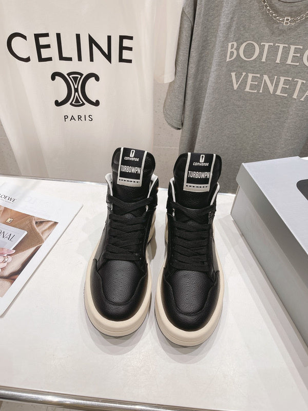 Rick Owens Black and White High-Top Sneakers - Phantom Kicks
