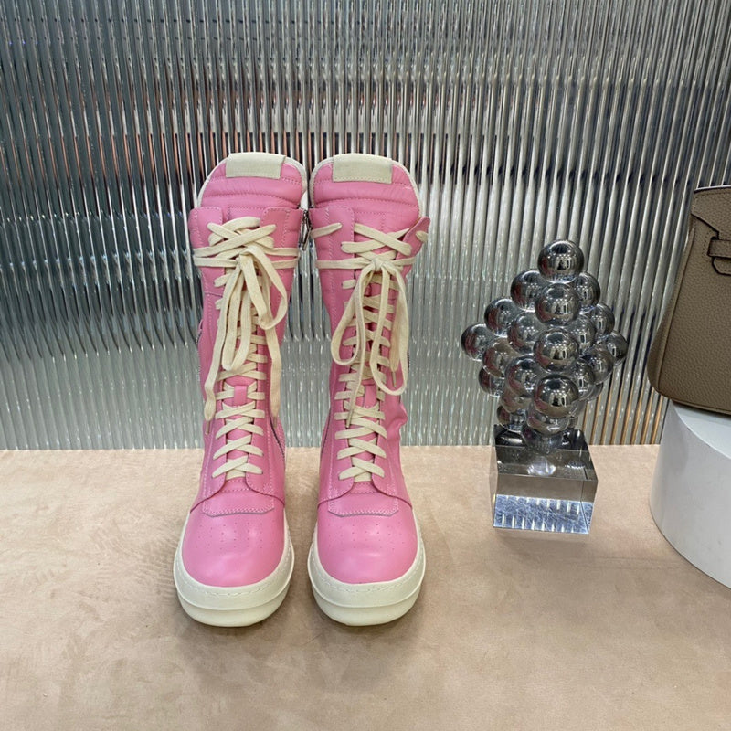 Rick Owens High-Top Sneakers - Pink and Cream - Phantom Kicks
