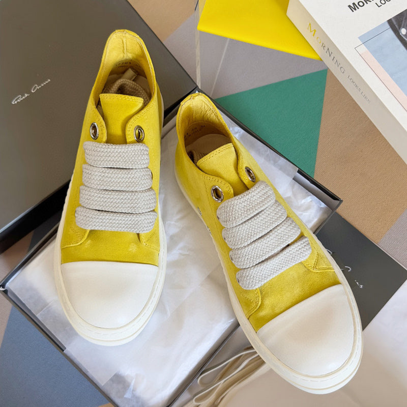 Rick Owens Yellow Suede Low-Top Sneakers - Phantom Kicks