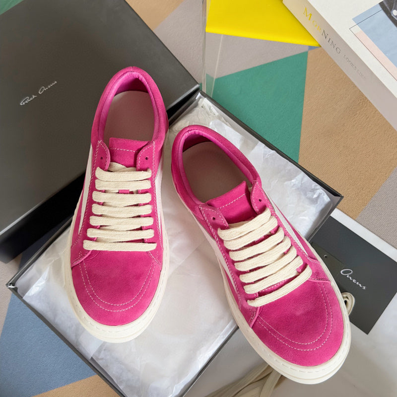 Rick Owens Pink Suede Low-Top Sneakers - Phantom Kicks