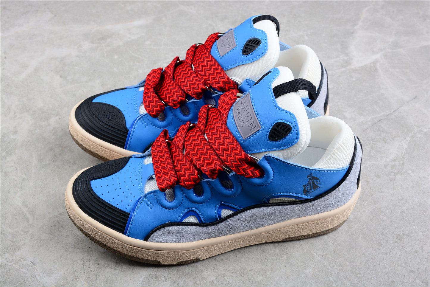 Lanvin Blue and Red Lace Sneakers - Phantom Kicks