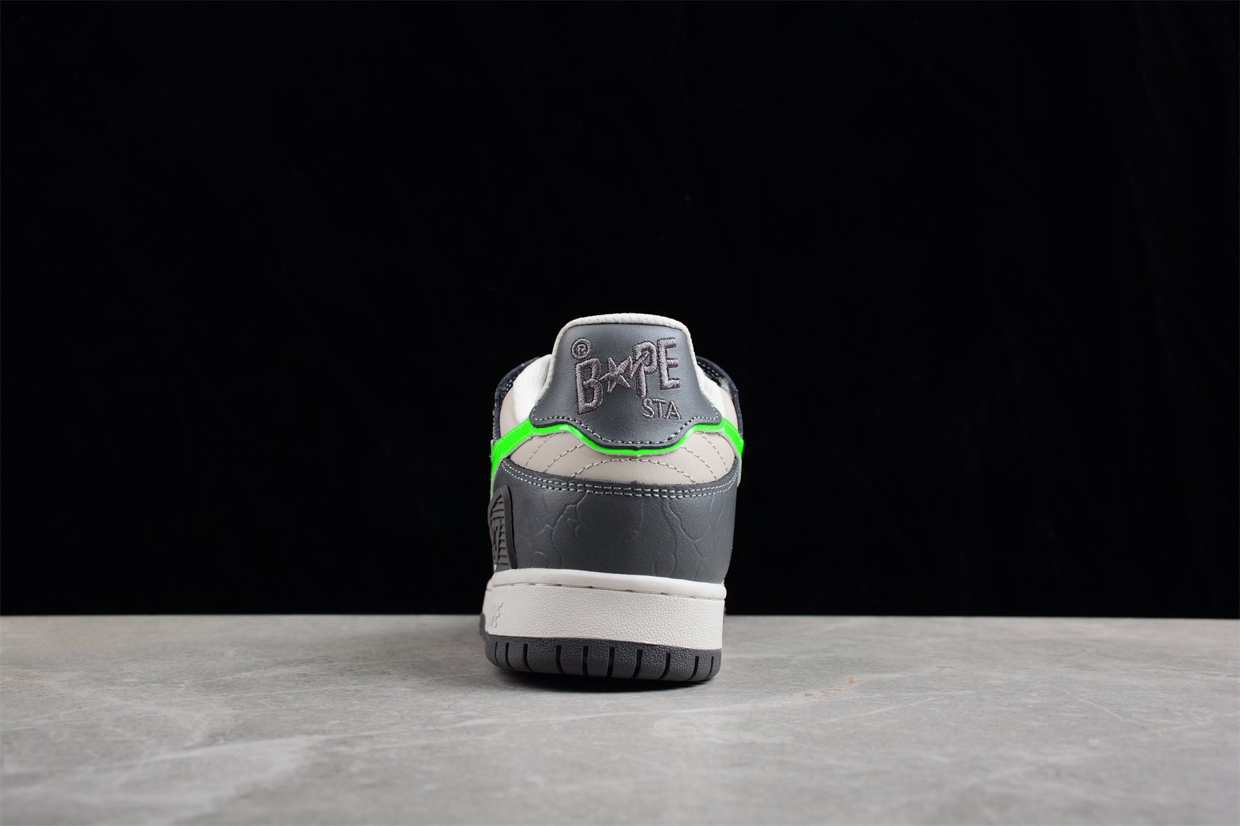 BAPE STA Low-Top Sneakers in Grey and Neon Green - Phantom Kicks