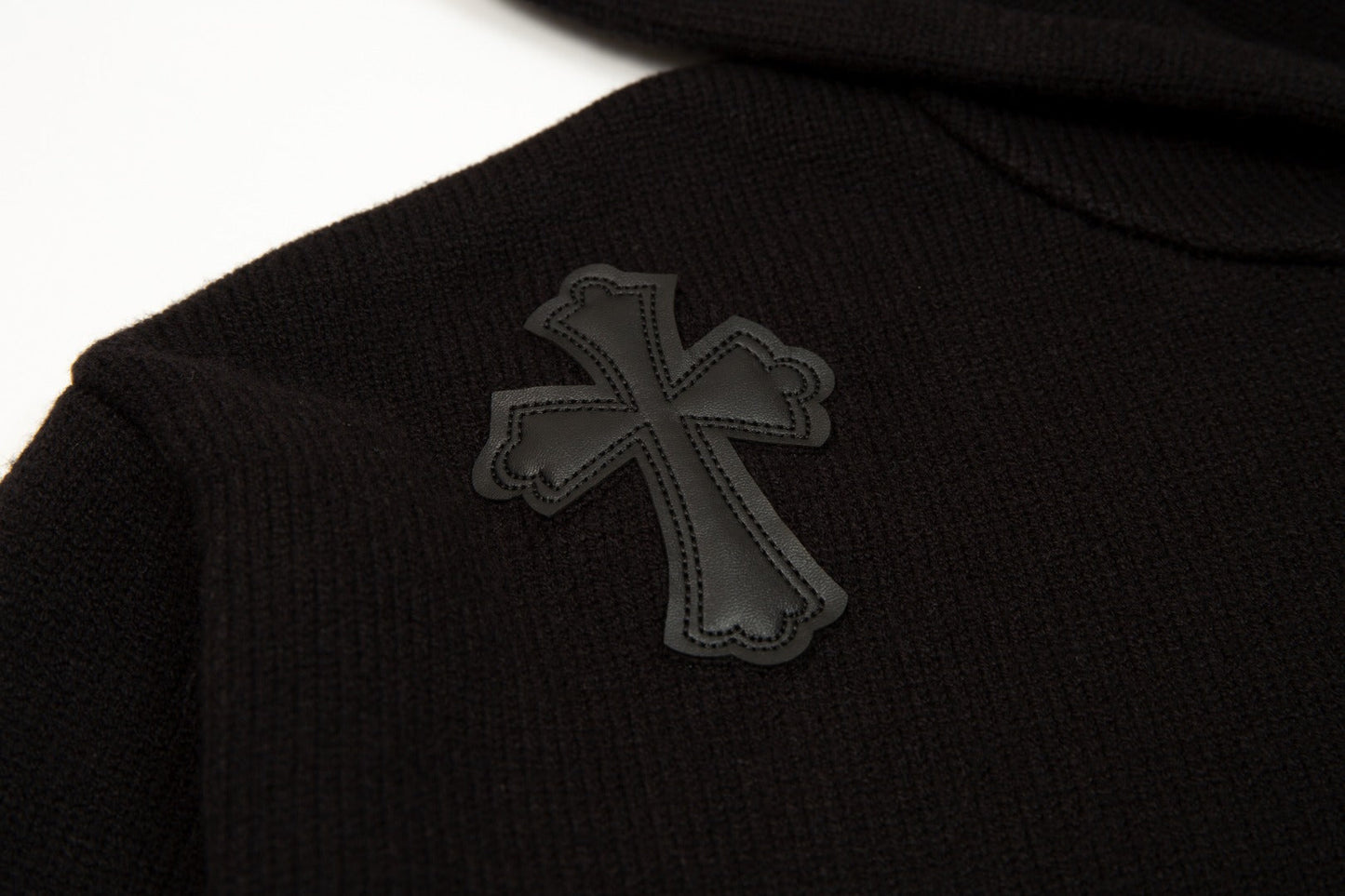CHROME HEARTS BLACK CROSS PATCH HOODIE BLACK - Phantom Kicks