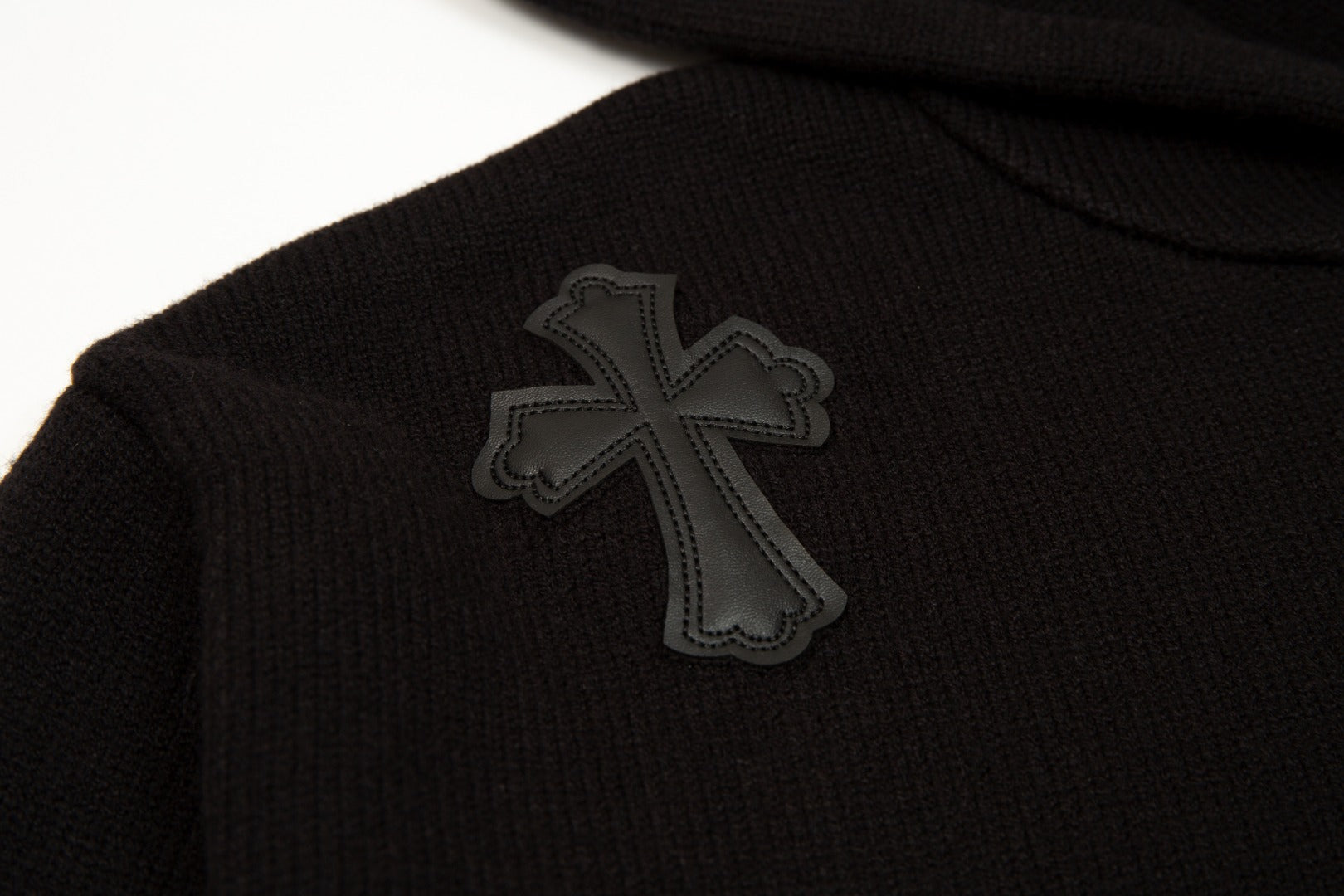 CHROME HEARTS BLACK CROSS PATCH HOODIE BLACK - Phantom Kicks