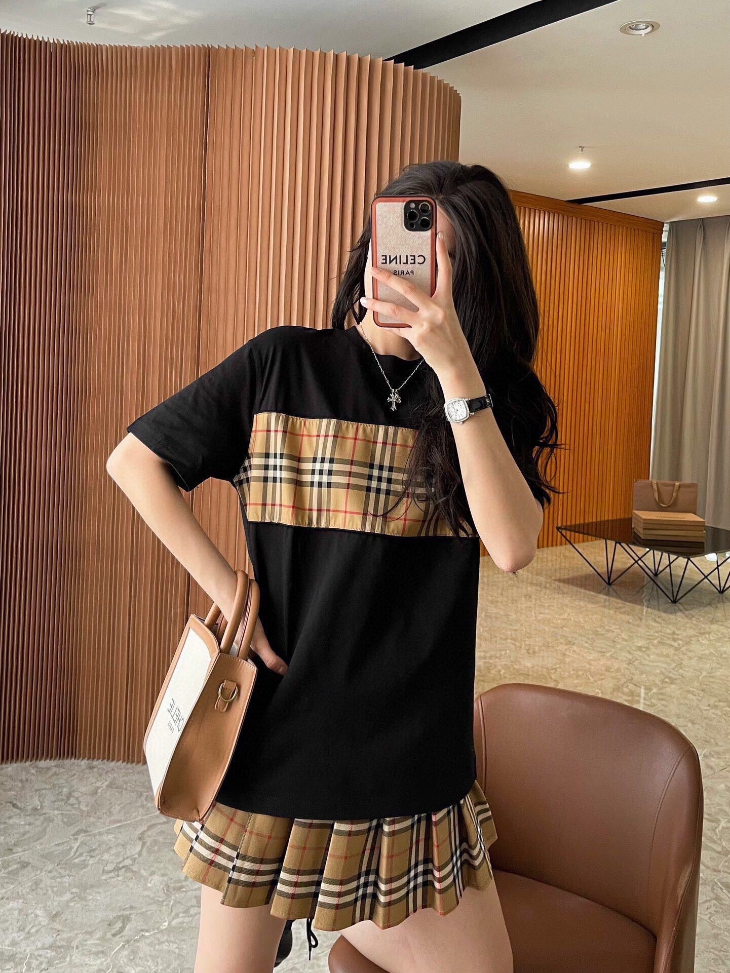Burberry Check Panel T-Shirt (Black) - Phantom Kicks