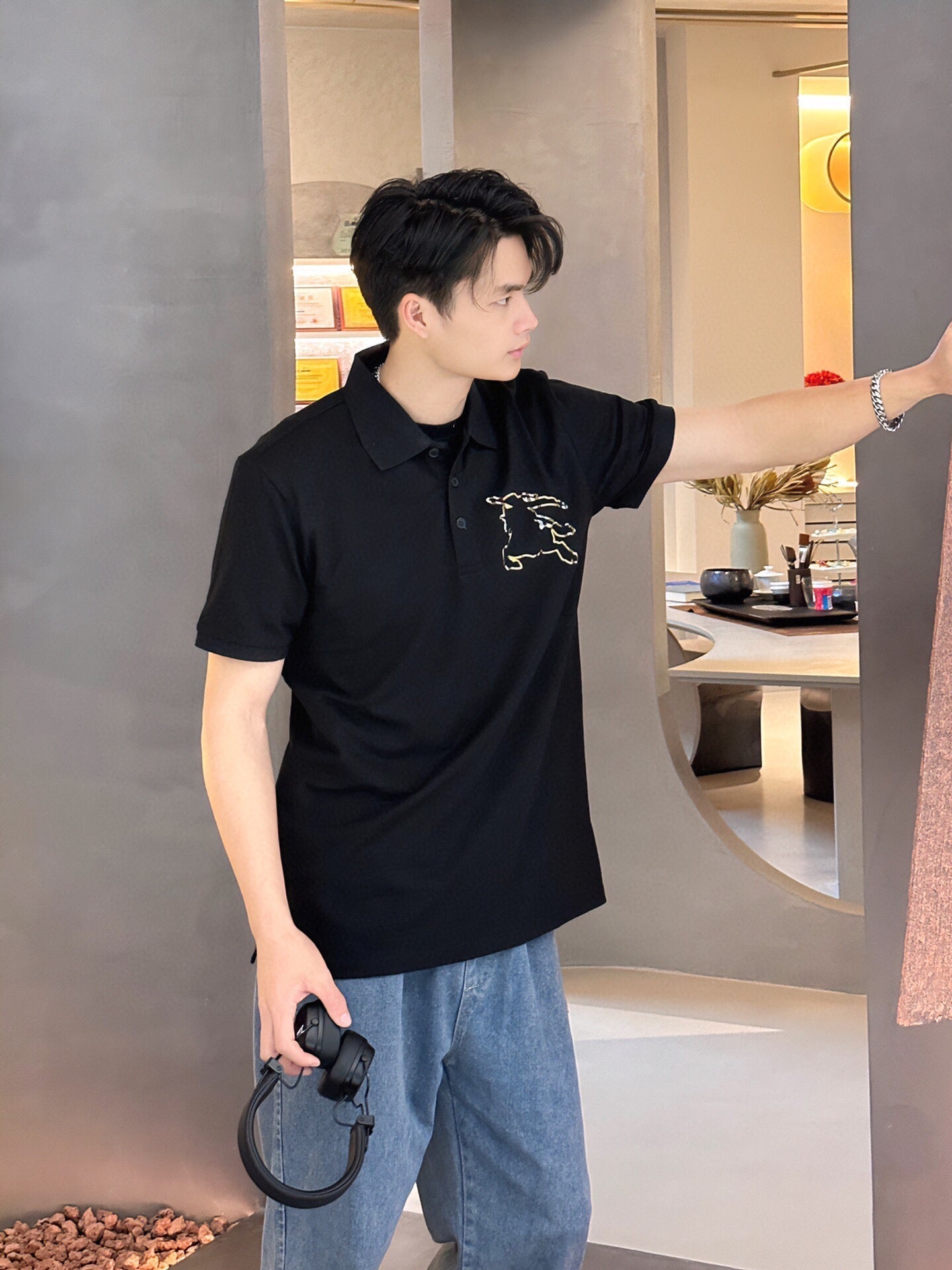 Burberry Embroidered Knight Polo - Black - Phantom Kicks