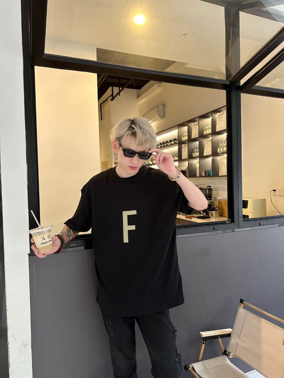 Fear of God Letter F T-Shirt (Black) - Phantom Kicks