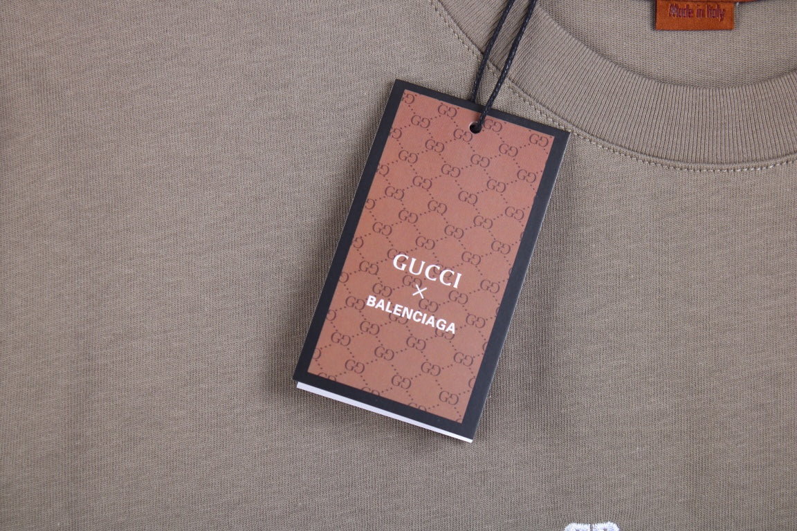 GUCCI x BALENCIAGA FLOWER LOGO T-SHIRT KHAKI - Phantom Kicks