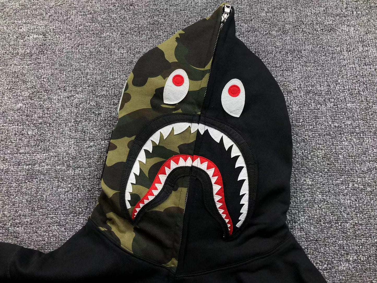 BAPE SHARK FULL ZIP HOODIE BLACK - Phantom Kicks