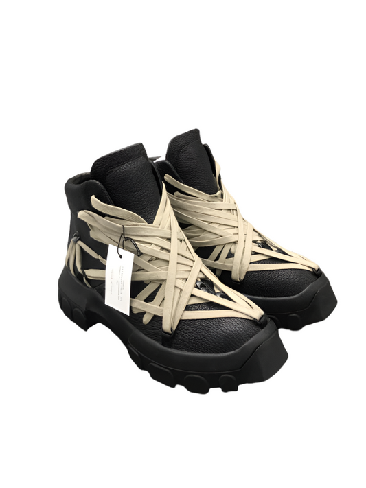 Rick Owens Black High-Top Sneakers with Beige Straps - Phantom Kicks