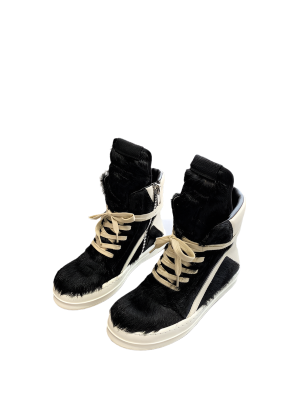 Rick Owens Geobasket Sneakers - Black Pony Hair - Phantom Kicks