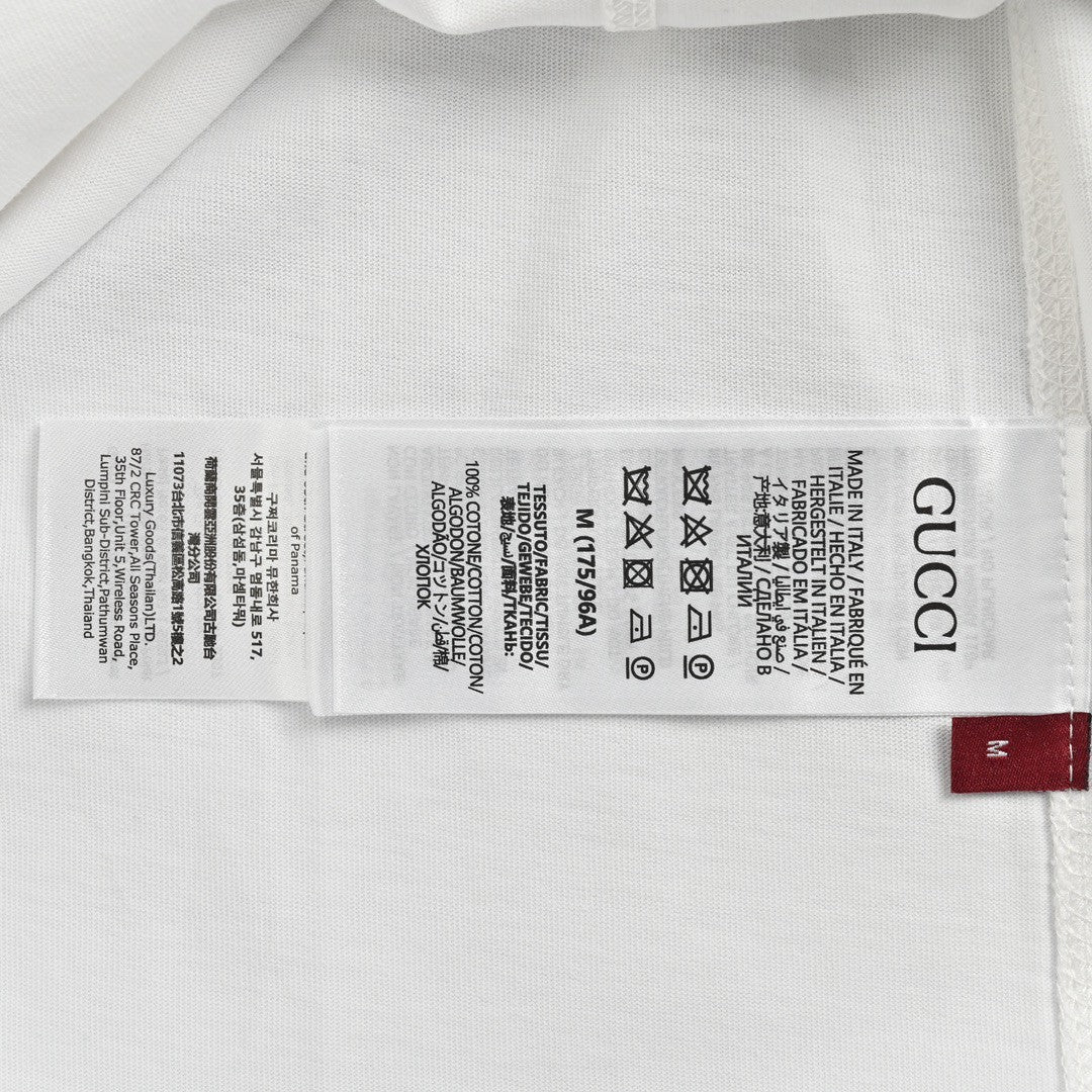 Gucci White T-Shirt with Blue Vertical Logo Patch - Phantom Kicks