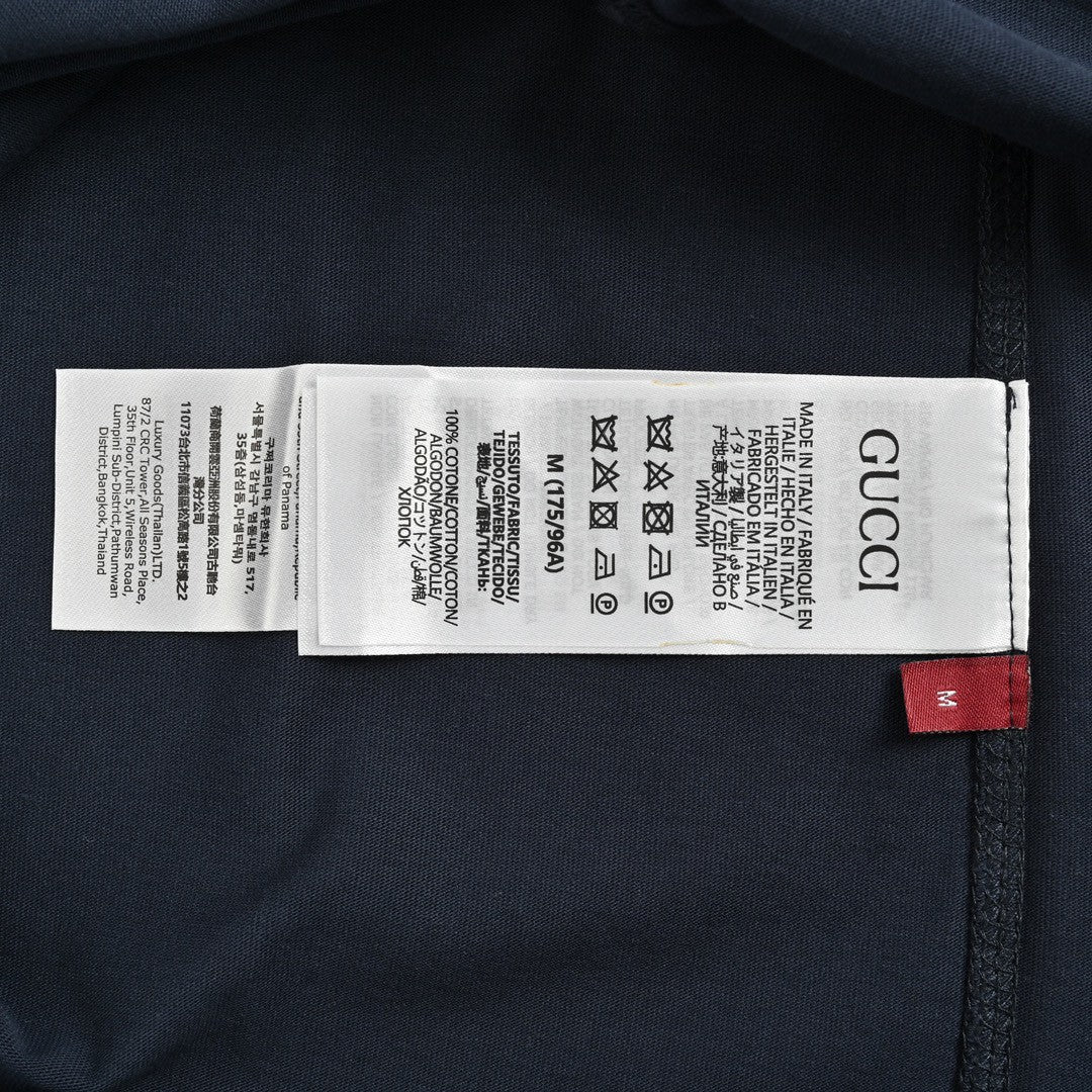 Gucci Navy Blue T-Shirt with Vertical Logo Patch - Phantom Kicks