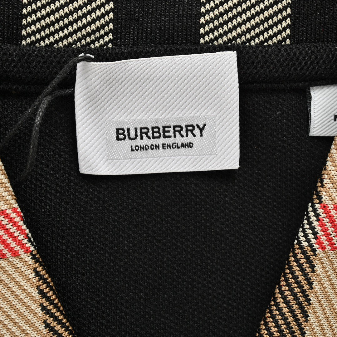 BURBERRY CHECK COLLAR POLO SHIRT BLACK - Phantom Kicks