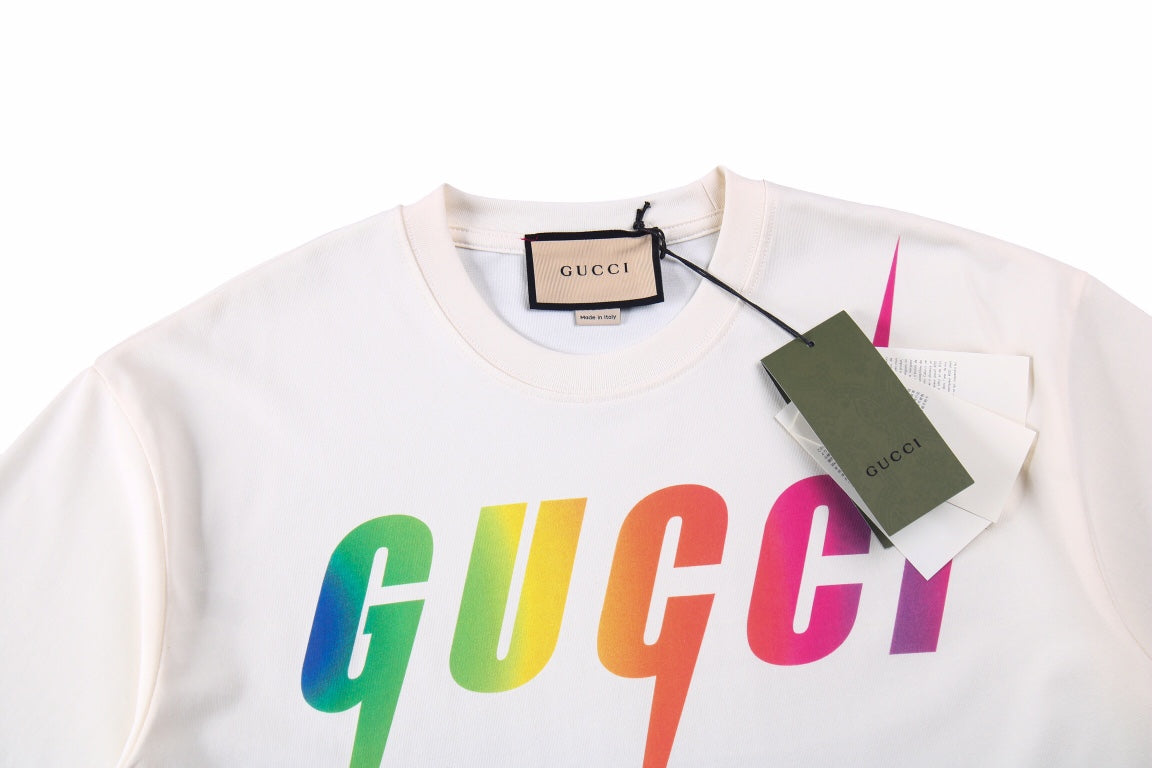 Gucci Rainbow Lightning T-Shirt (White) - Phantom Kicks