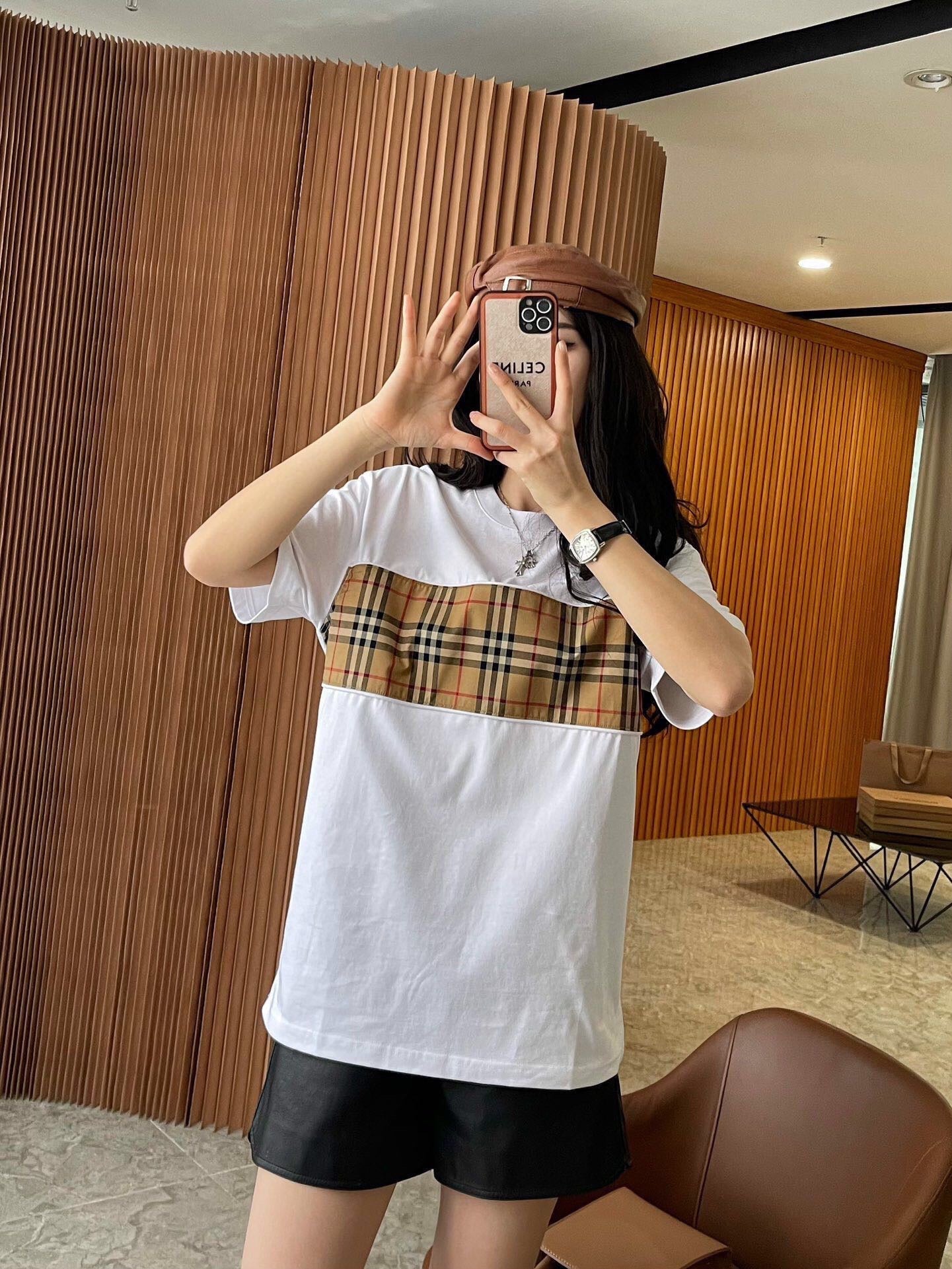 Burberry Check Panel T-Shirt (White) - Phantom Kicks