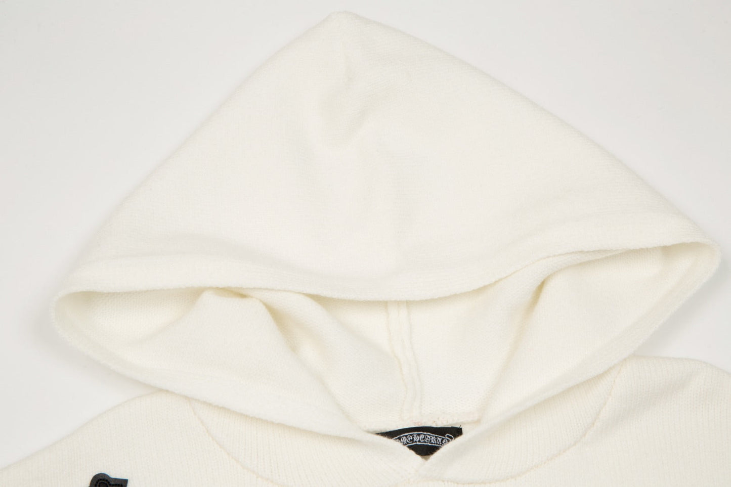 CHROME HEARTS BLACK CROSS PATCH HOODIE WHITE - Phantom Kicks
