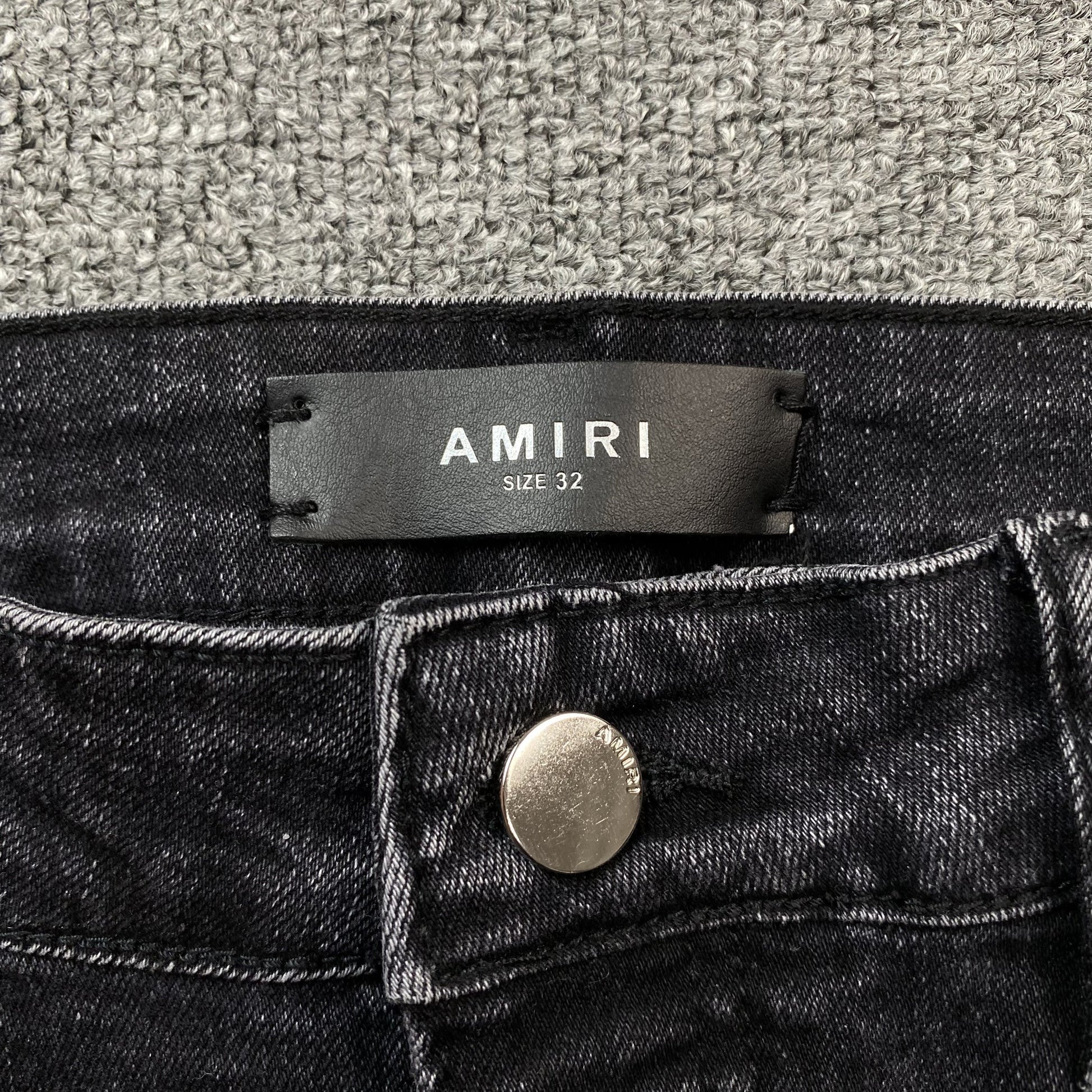AMIRI VARSITY LOGO REPAIR JEANS - Phantom Kicks