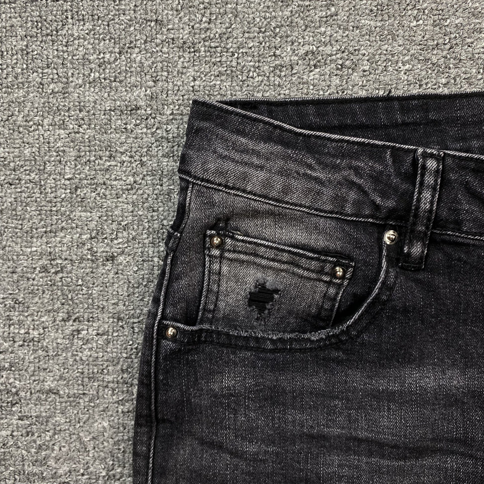 AMIRI VARSITY LOGO REPAIR JEANS - Phantom Kicks