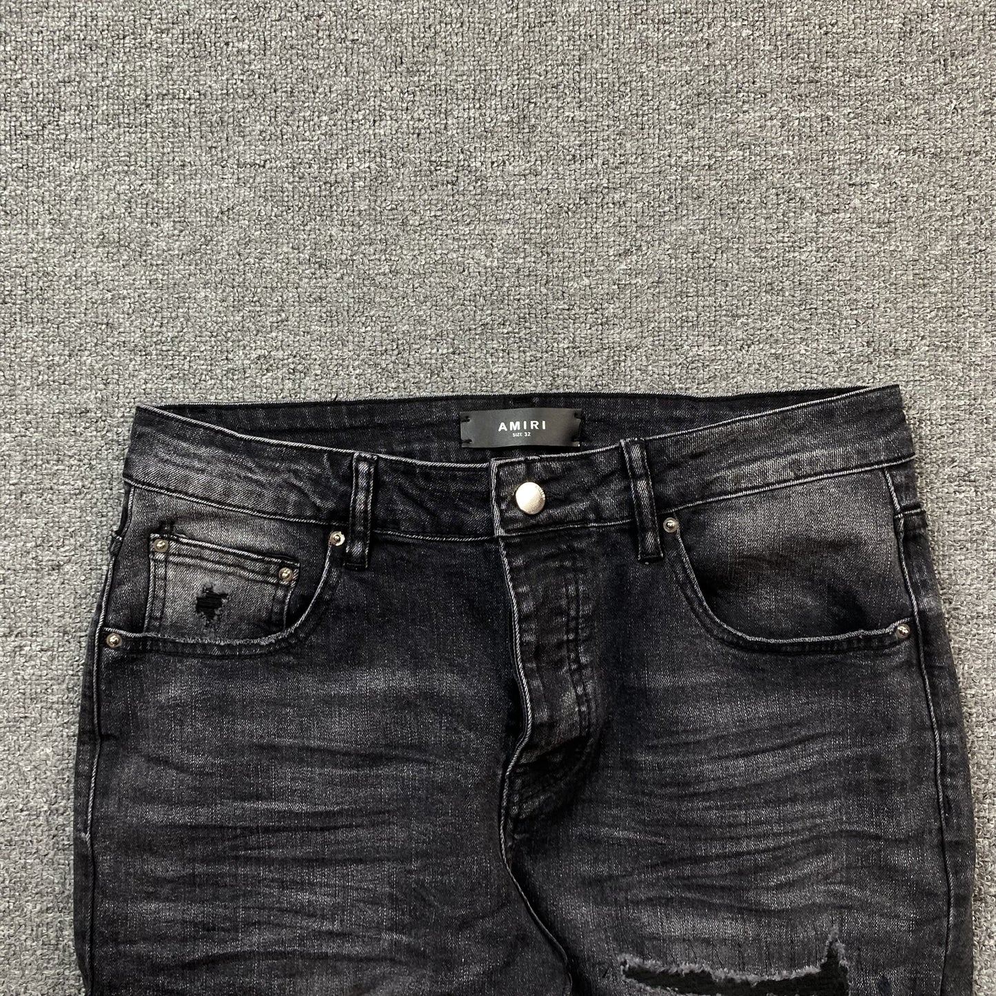 AMIRI VARSITY LOGO REPAIR JEANS - Phantom Kicks