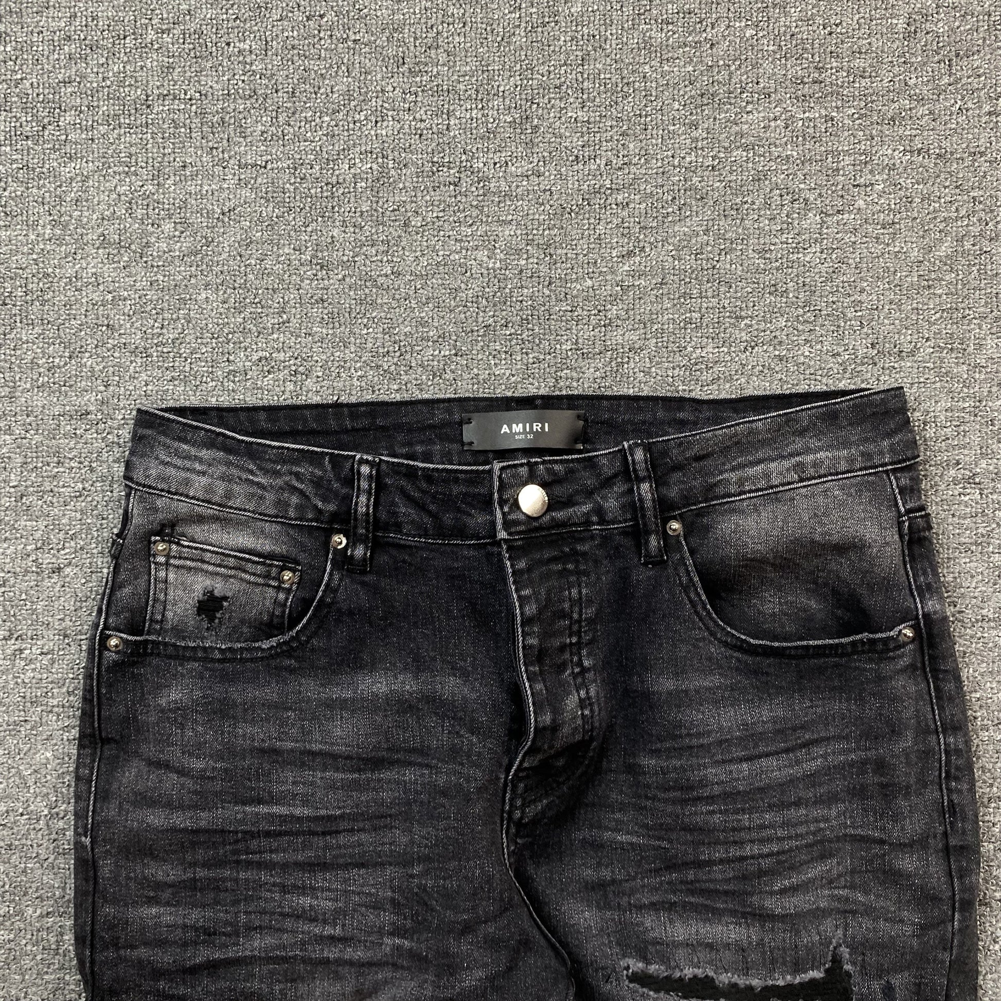 AMIRI VARSITY LOGO REPAIR JEANS - Phantom Kicks