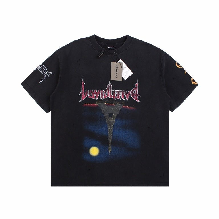 BALENCIAGA DEVIL'S EIFFEL TOWER GRAPHIC T-SHIRT BLACK - Phantom Kicks