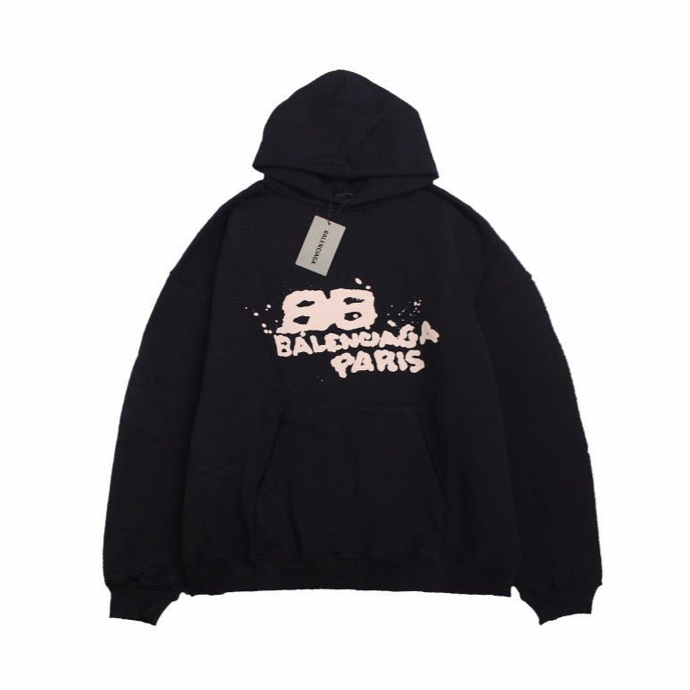 BALENCIAGA GRAFFITI LOGO HOODIE BLACK - Phantom Kicks