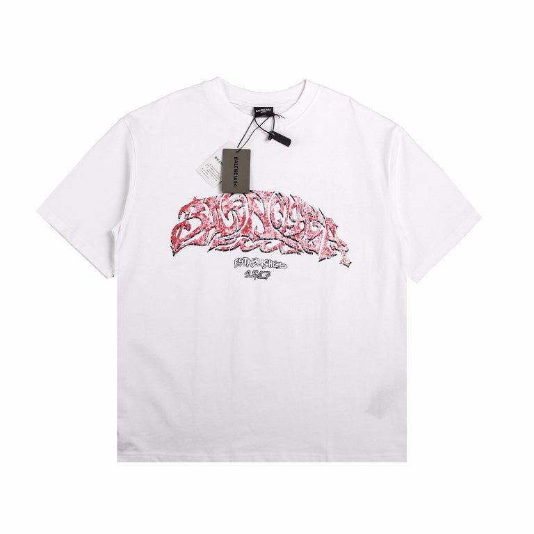 BALENCIAGA GRAFFITI LOGO T-SHIRT WHITE - Phantom Kicks