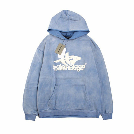 BALENCIAGA GRAPHIC LOGO HOODIE BLUE - Phantom Kicks