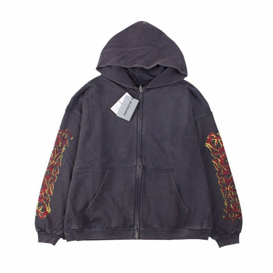 BALENCIAGA ZIP-UP HOODIE WASHED GREY - Phantom Kicks